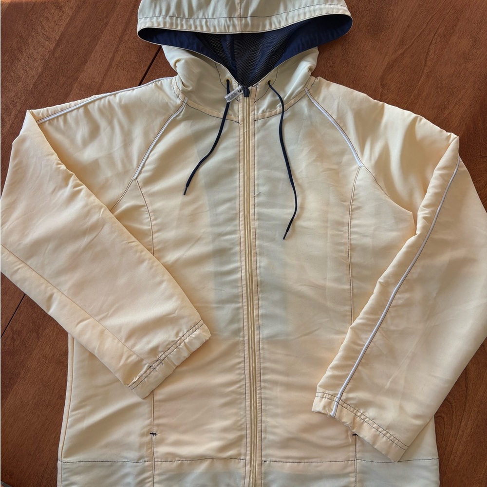 Butter Yellow & Navy Windbreaker Jacket Size L NYL